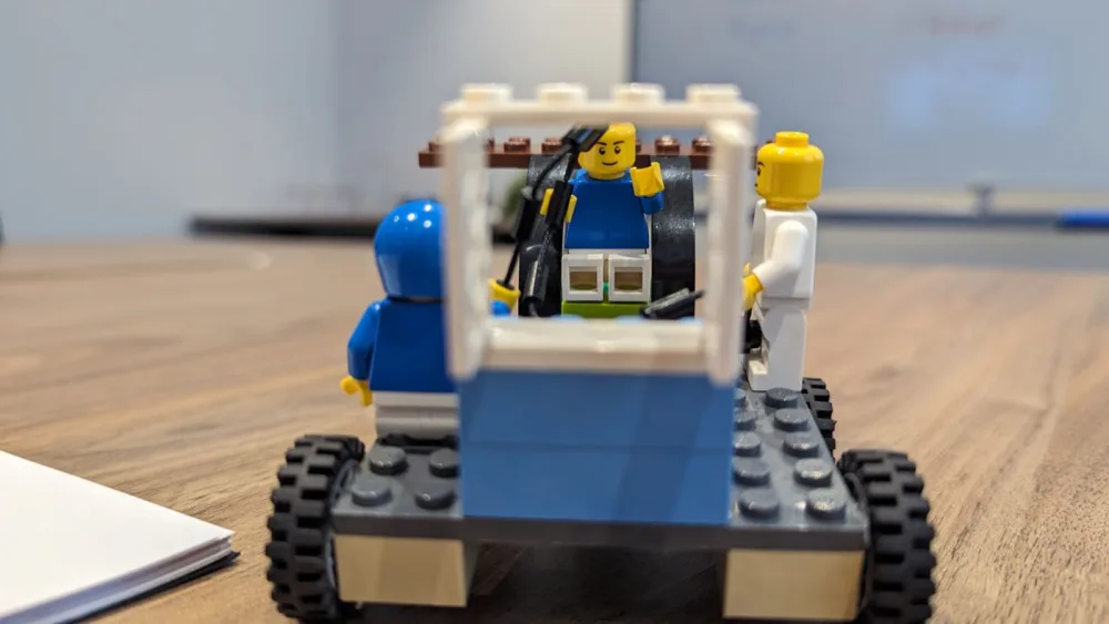 A LEGO Serious Play model of a vehicle built during a Brick Spark workshop